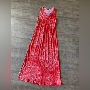 Tommy Bahama Linen Maxi Dress M Long beaded crochet Tropical sleeveless summer